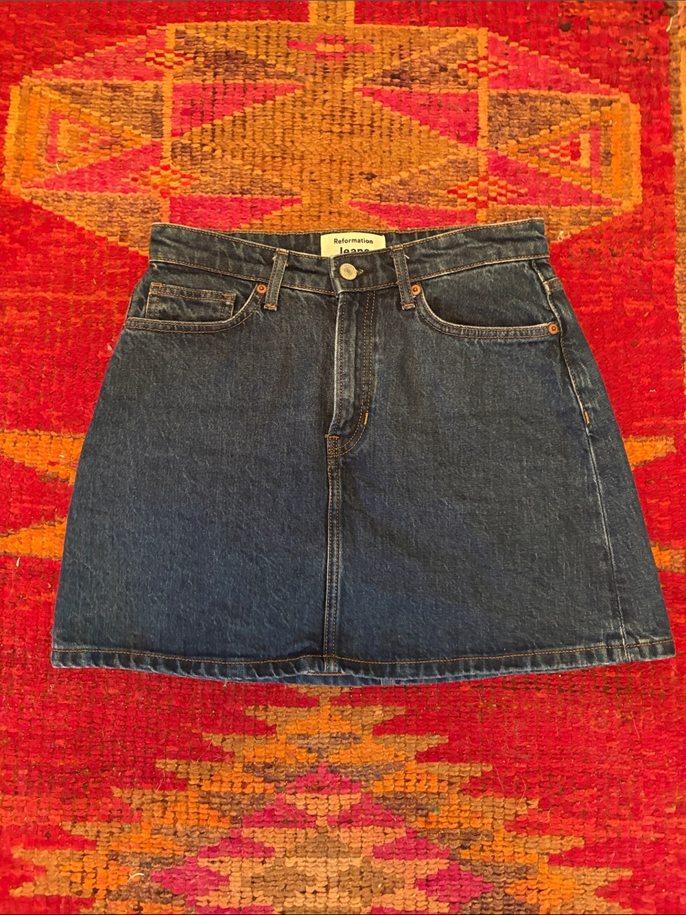 Reformation Dark Blue Denim Mini Skirt